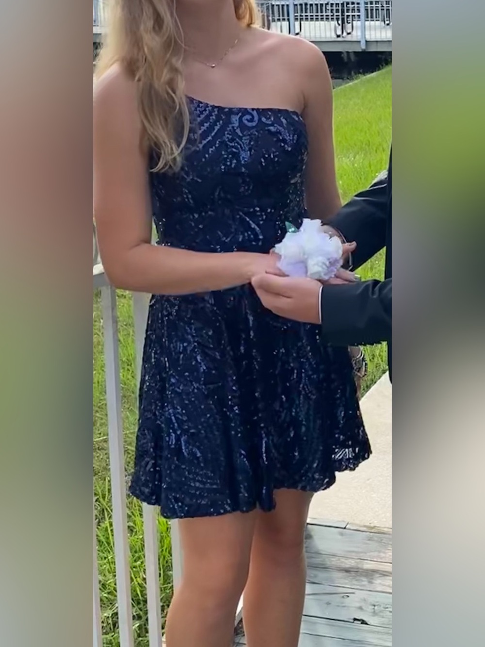 Windsor Navy Blue Sequin Evening Dress
